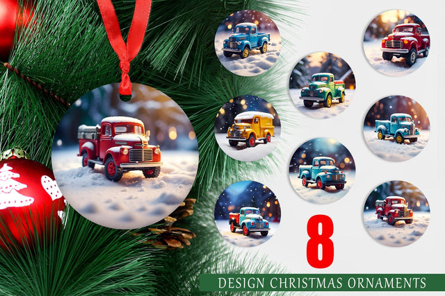 Christmas Ornament Old truck Sublimation artnoy 