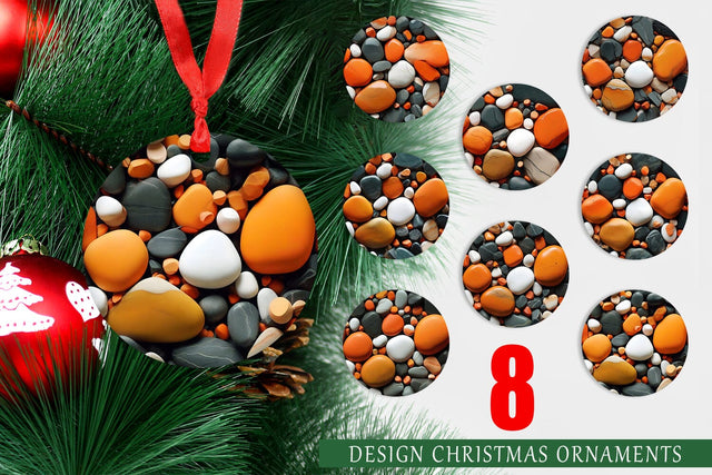 Christmas Ornament Orange Stone Texture Sublimation artnoy 