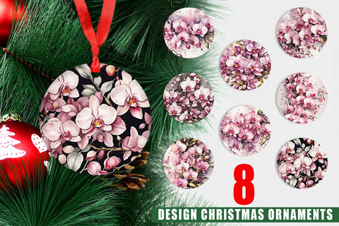 Christmas Ornament Orchid Pattern Sublimation artnoy 