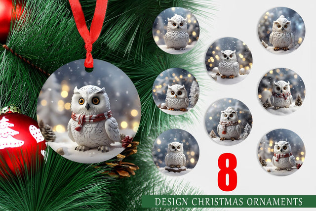 Christmas Ornament Owl Sublimation artnoy 