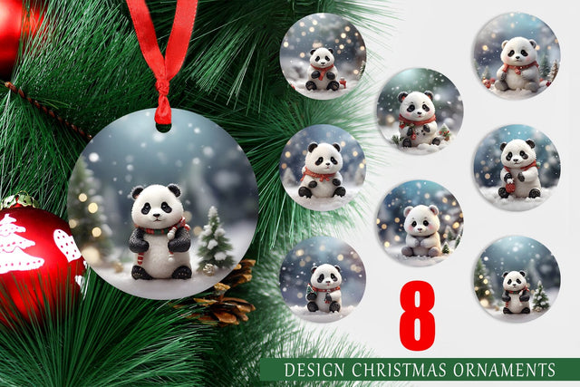 Christmas Ornament Panda Sublimation artnoy 