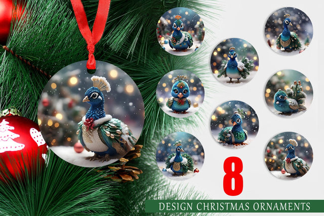 Christmas Ornament Peacock Sublimation artnoy 