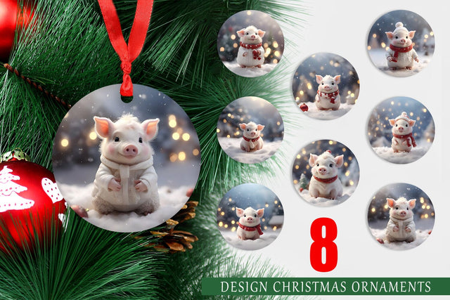 Christmas Ornament Pig Sublimation artnoy 