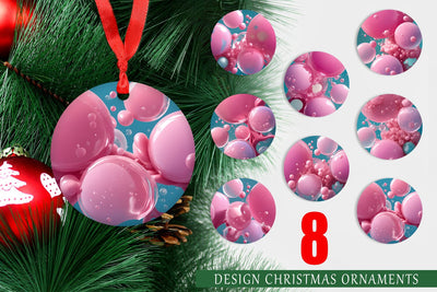 Christmas Ornament Pink Bubbles Water Sublimation artnoy 