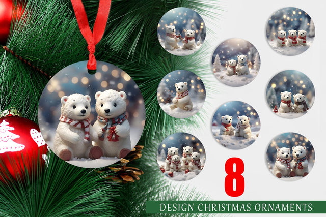 Christmas Ornament Polar Bears Sublimation artnoy 