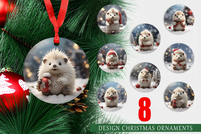 Christmas Ornament Porcupine Sublimation artnoy 