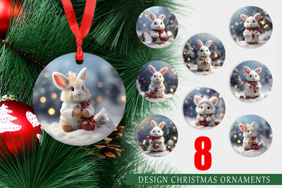 Christmas Ornament Rabbit Sublimation artnoy 
