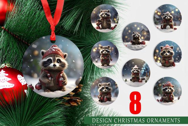 Christmas Ornament Raccoon Sublimation artnoy 