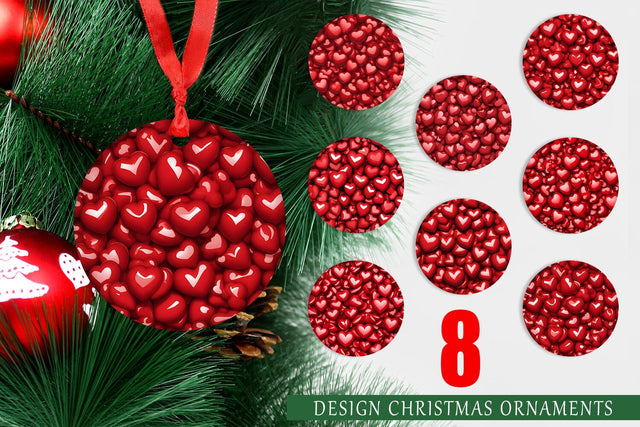 Christmas Ornament Red Heart Background Sublimation artnoy 