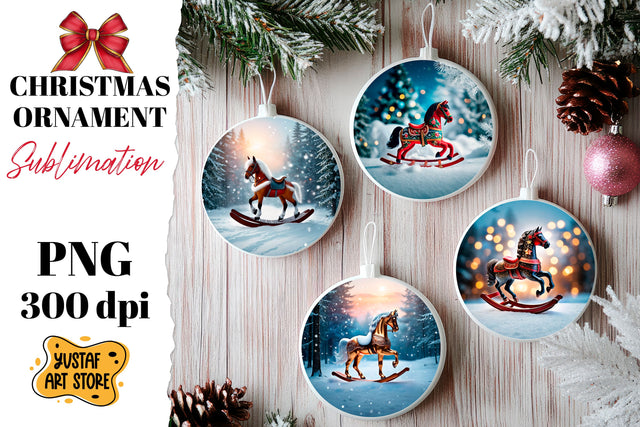 Christmas ornament rocking horse sublimation. Sublimation Yustaf Art Store 