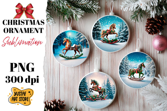 Christmas ornament rocking horse sublimation. Sublimation Yustaf Art Store 
