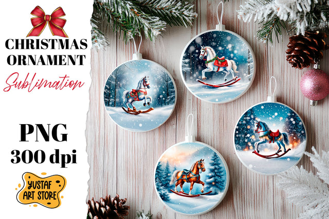 Christmas ornament rocking horse sublimation. Sublimation Yustaf Art Store 