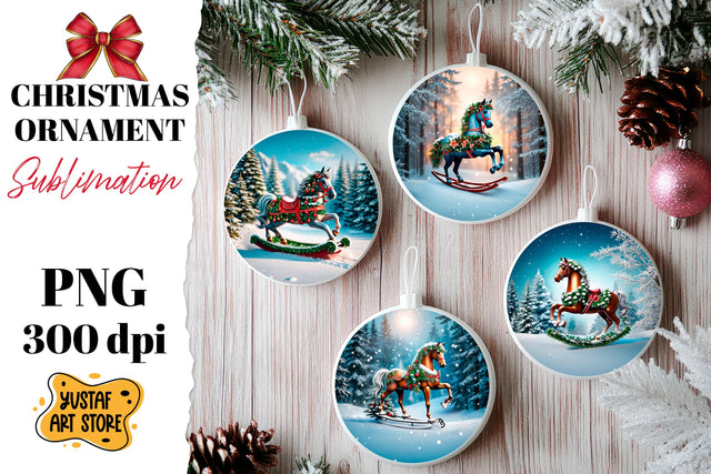 Christmas ornament rocking horse sublimation. Sublimation Yustaf Art Store 