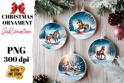 Christmas ornament rocking horse sublimation. Sublimation Yustaf Art Store 