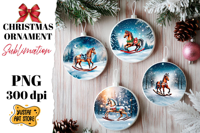 Christmas ornament rocking horse sublimation. Sublimation Yustaf Art Store 