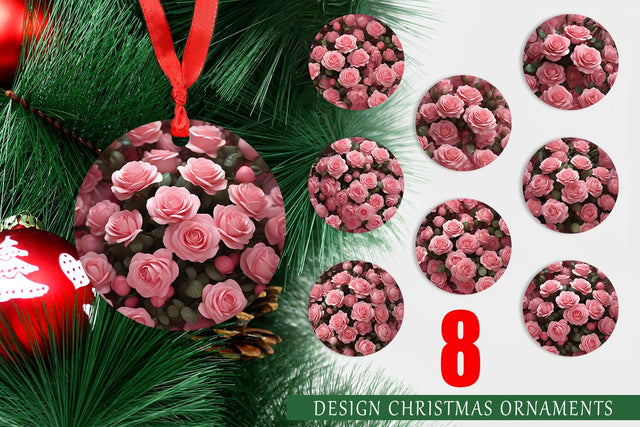 Christmas Ornament Rose flower Sublimation artnoy 