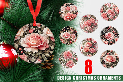 Christmas Ornament Rose Pattern Sublimation artnoy 