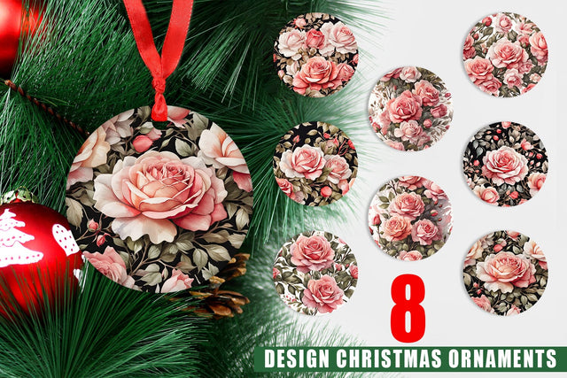 Christmas Ornament Rose Pattern Sublimation artnoy 