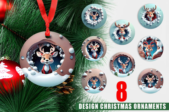 Christmas Ornament Rudolph Sublimation artnoy 