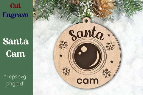 Christmas ornament, Santa cam svg, Laser engraving SVG AnastasiyaArtDesign 