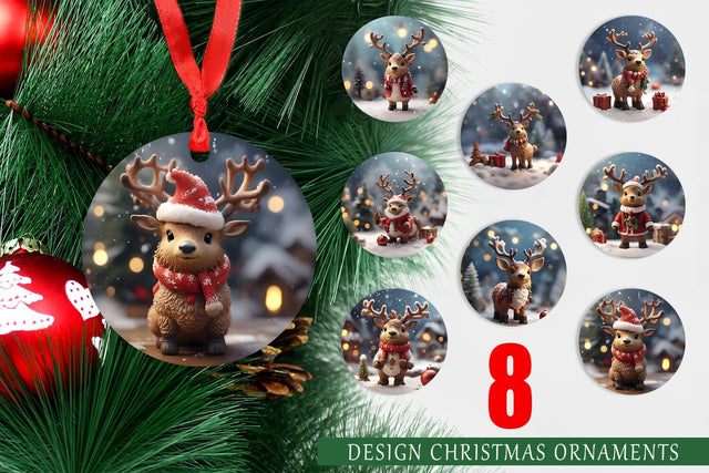 Christmas Ornament Santa Elk Sublimation artnoy 