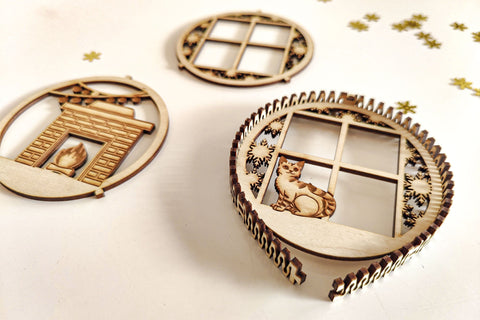 Christmas Ornament Scene decoration SVG LaserCutano 