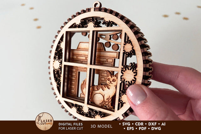 Christmas Ornament Scene decoration SVG LaserCutano 