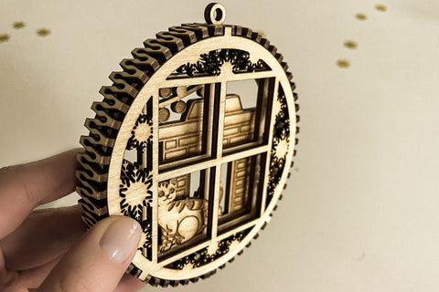 Christmas Ornament Scene decoration SVG LaserCutano 