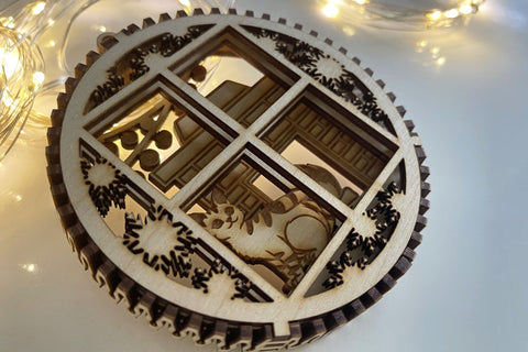 Christmas Ornament Scene decoration SVG LaserCutano 