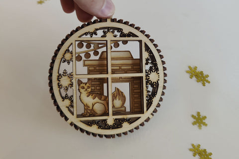 Christmas Ornament Scene decoration SVG LaserCutano 