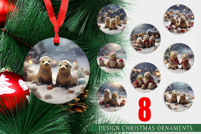 Christmas Ornament Sea Lion Sublimation artnoy 