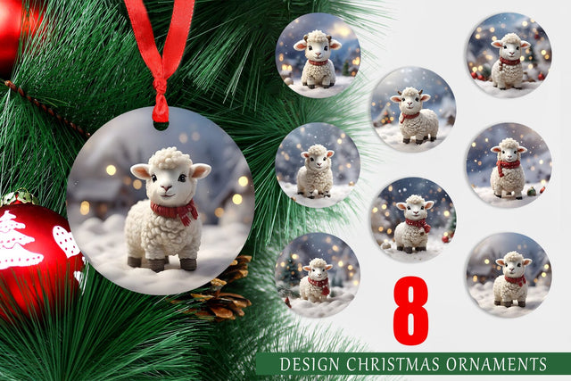 Christmas Ornament Sheep Sublimation artnoy 