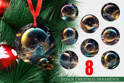 Christmas Ornament Splashing Bubbles Sublimation artnoy 