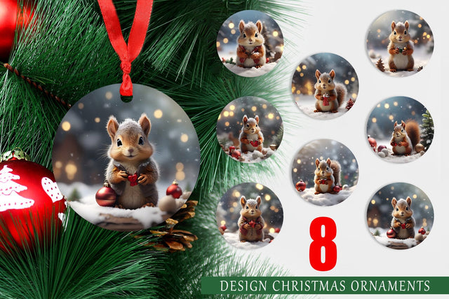Christmas Ornament Squirrel Sublimation artnoy 