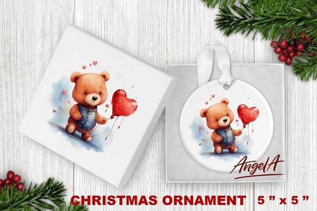 Christmas ornament sublimation / baby bear, heart balloon Sublimation Angelina Semenova 