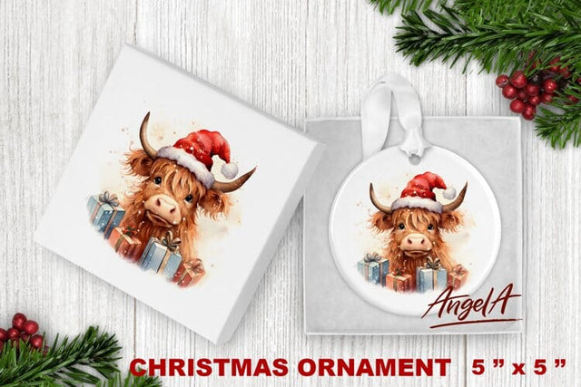 Christmas ornament sublimation / baby cow highland christmas Sublimation Angelina Semenova 