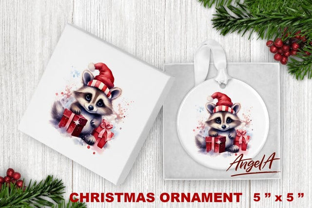 Christmas ornament sublimation / baby raccoon illustration Sublimation Angelina Semenova 
