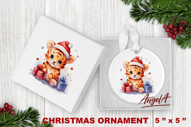 Christmas ornament sublimation / baby tiger, gift box Sublimation Angelina Semenova 