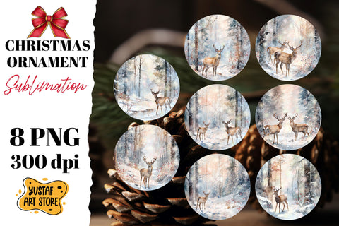 Christmas ornament sublimation bundle. Christmas deer 8 PNG Sublimation Yustaf Art Store 