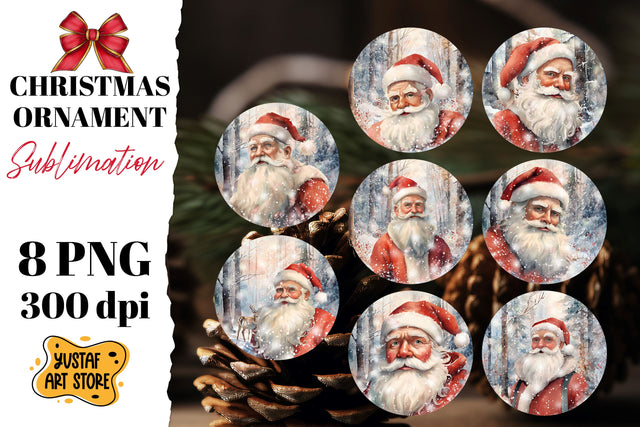 Christmas ornament sublimation bundle. Santa Claus 8 design Sublimation Yustaf Art Store 