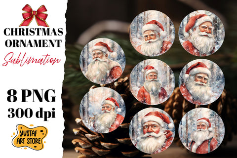 Christmas ornament sublimation bundle. Santa Claus 8 design Sublimation Yustaf Art Store 