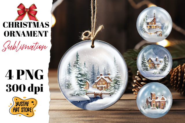 Christmas ornament sublimation. Christmas house 4 design PNG Sublimation Yustaf Art Store 