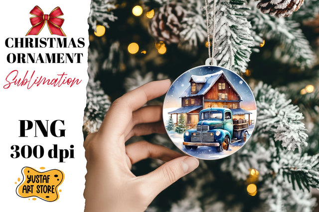 Christmas ornament sublimation. Christmas truck sublimation Sublimation Yustaf Art Store 