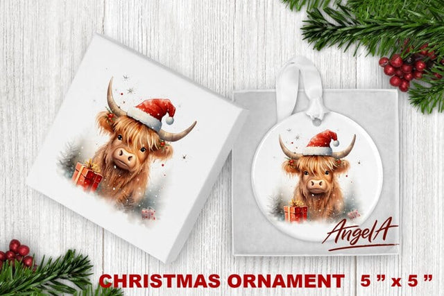 Christmas ornament sublimation / highland cow sublimation Sublimation Angelina Semenova 