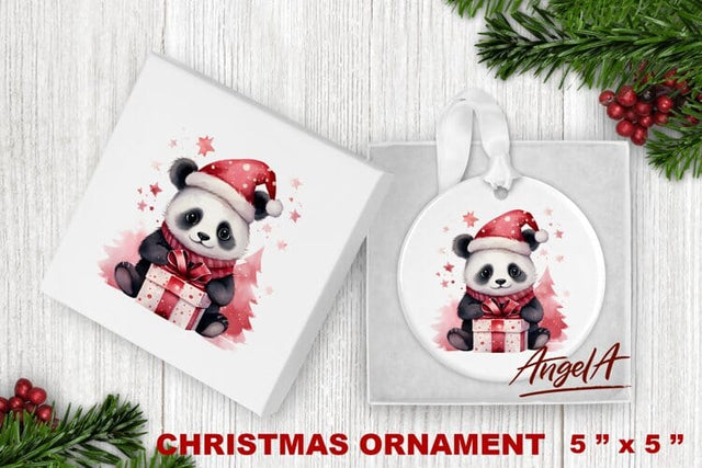 Christmas ornament sublimation / watercolor baby panda bear Sublimation Angelina Semenova 