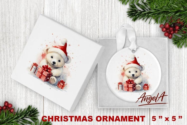 Christmas ornament sublimation / watercolor cute polar bear Sublimation Angelina Semenova 
