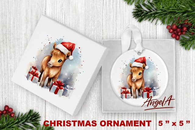 Christmas ornament sublimation / watercolor horse ornament Sublimation Angelina Semenova 