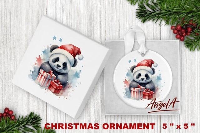 Christmas ornament sublimation / watercolor panda bear png Sublimation Angelina Semenova 