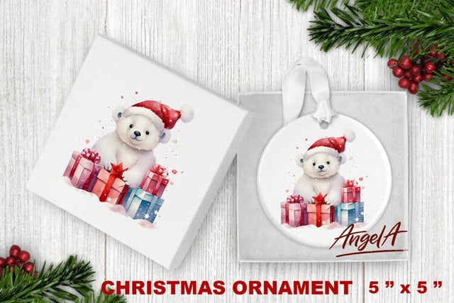 Christmas ornament sublimation / watercolor polar bear png Sublimation Angelina Semenova 