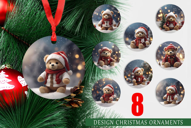 Christmas Ornament Tedy Bear Sublimation artnoy 